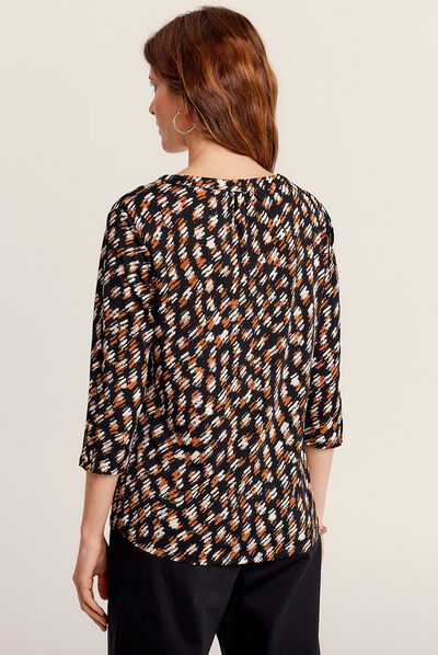 T-shirt manches 3/4 noir femme