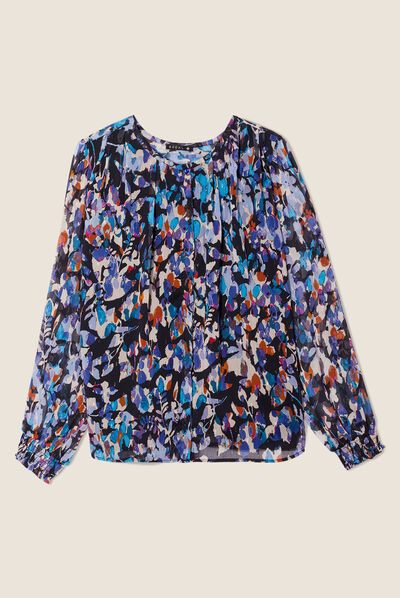 Blouse manches longues bleu femme