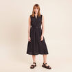 Robe &eacute;vas&eacute;e 3/4 sans manches ceinture noir femme