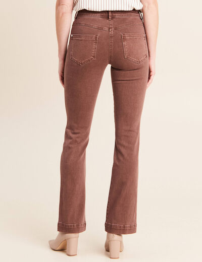 Jean bootcut taille bascul&eacute;e marron femme