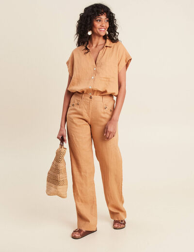 Chemise sans manches beige femme