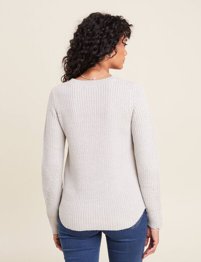 Pull manches longues gris clair femme