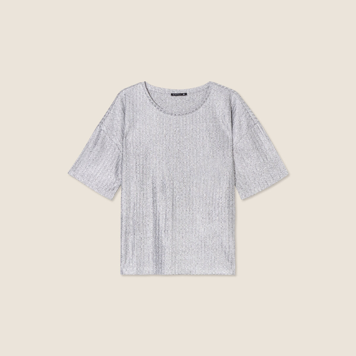 T-shirt manches courtes couleur argent femme