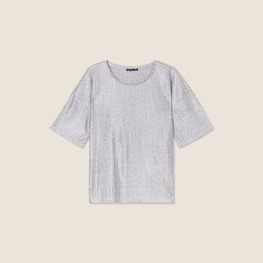 T-shirt manches courtes couleur argent femme
