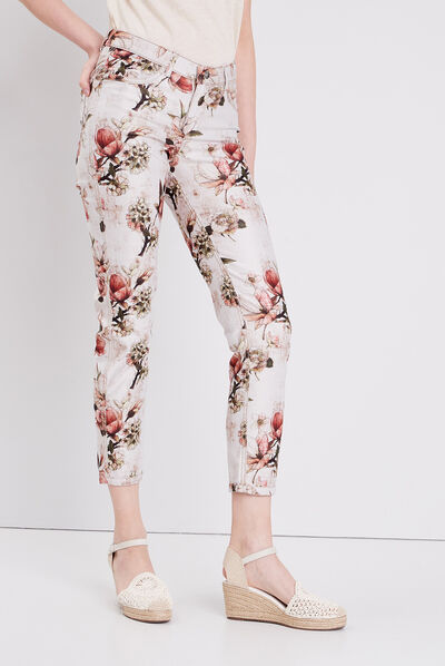Pantalon réversible confortable beige femme