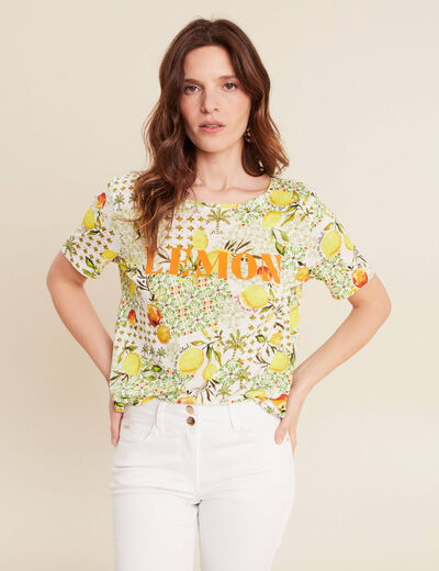 T-shirt manches courtes jaune citron femme