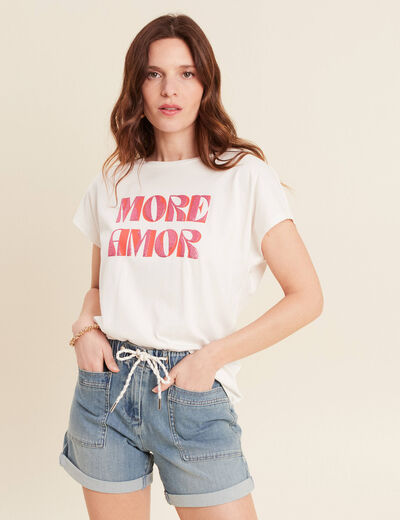 T-shirt manches courtes ecru femme