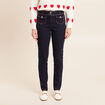 Jean ajust&eacute; taille haute longue denim brut femme