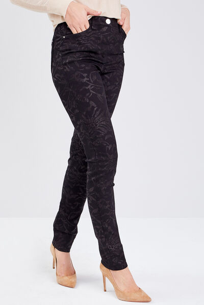 Pantalon ajusté denim noir femme