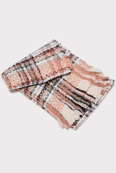 Écharpe à franges vieux rose femme