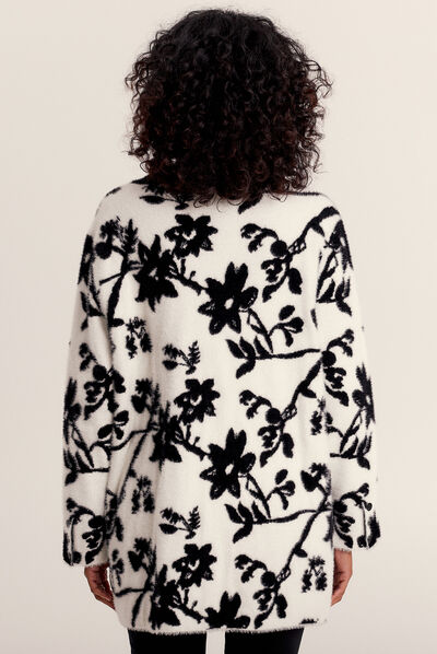 Gilet boutonné mi-long noir femme