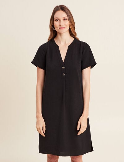 Robe droite manches courtes noir femme