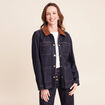 Veste droite &agrave; manches longues denim brut femme