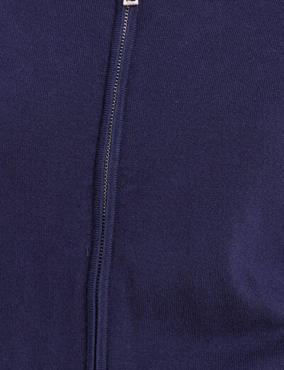 Gilet droit mi-long manches longues bleu marine femme