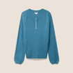 Pull col tunisien bleu p&eacute;trole femme