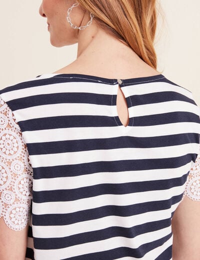 T-shirt manches courtes bleu foncé femme