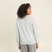 Pull col v &agrave; sequins gris clair femme
