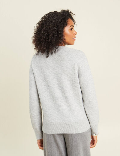 Pull col v &agrave; sequins gris clair femme