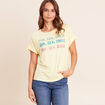 T-shirt col rond manches courtes jaune pastel femme