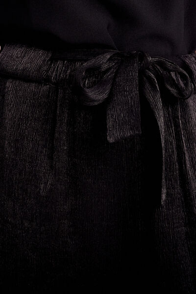 Pantalon flou fils métallisés noir femme