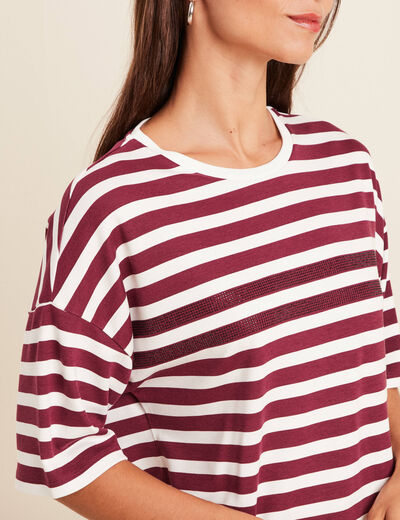 T-shirt col rond bordeaux femme
