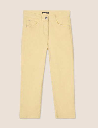 Pantacourt magique Le L&eacute;ger coupe droite jaune clair femme