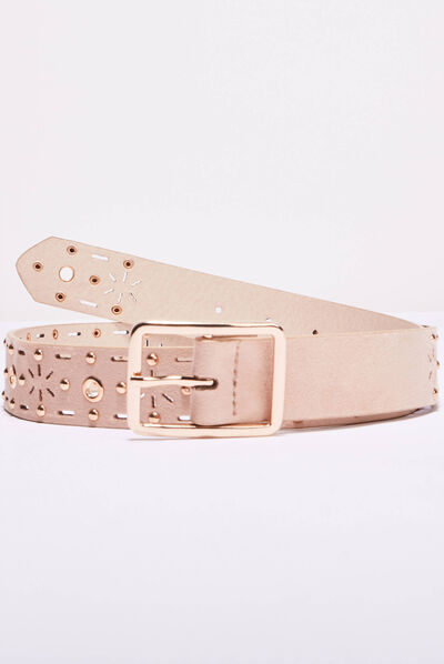 Ceinture clous et oeillets sable femme