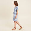 Robe droite courte col V bleu femme
