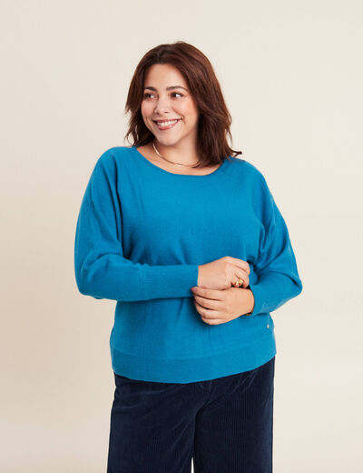 Pull manches longues bleu canard femme