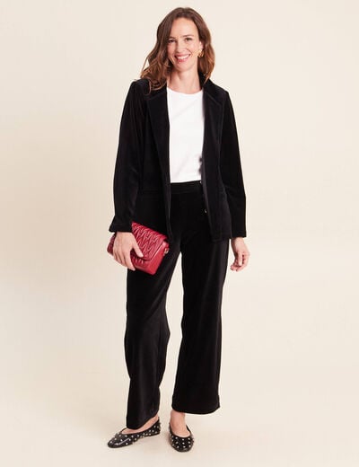 Pantalon loose en velours noir femme
