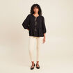 blouse ample col rond manches 3/4 noir femme