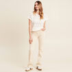 T-shirt manches courtes ajouré ecru femme