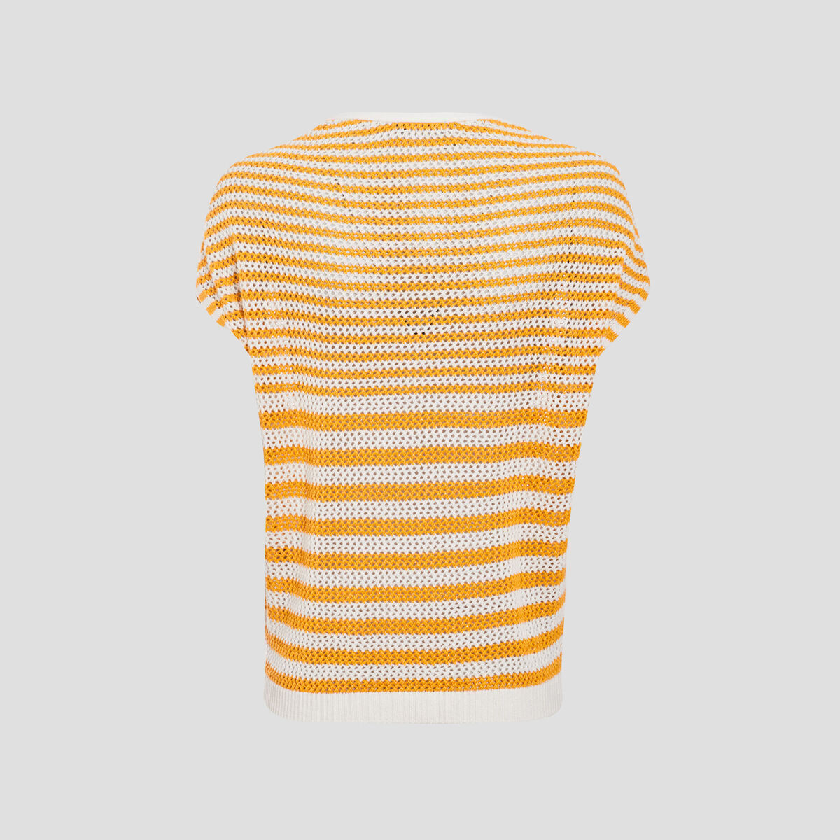 Pull manches courtes jaune moutarde femme