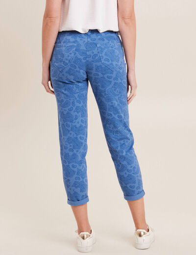 Pantalon droit taille basse bleu femme