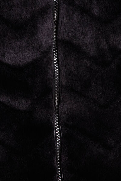 Manteau fausse fourrure réversible noir femme