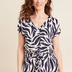 Robe droite fluide col en V bleu foncé femme