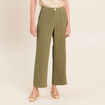 Pantalon large 7/8&egrave;me taille haute vert kaki femme