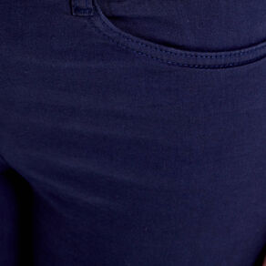 Pantacourt droit taille standard bleu marine femme