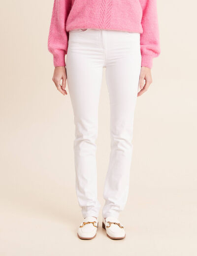 Jean coupe ajust&eacute;e long blanc femme