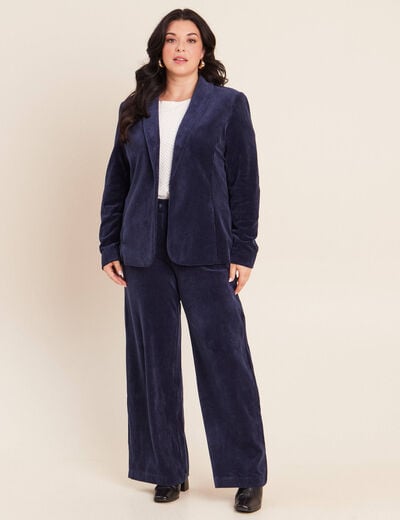 Pantalon en velours bleu marine femme