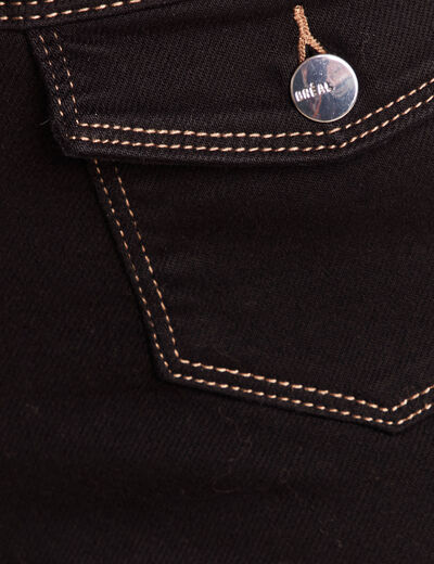 Jean ajust&eacute; taille haute longue noir femme