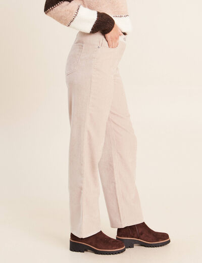 Jean taille haute en velours sable femme