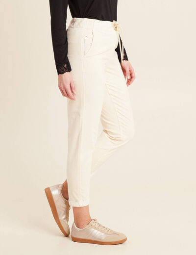 Pantalon jogging velours ivoire femme