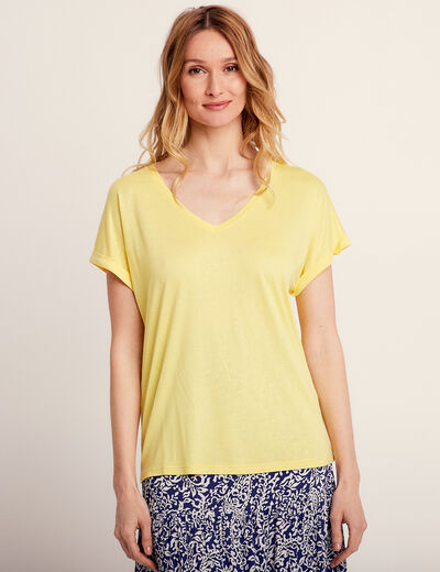 T-shirt manches courtes jaune foncé femme