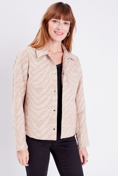 Veste droite boutonnée beige femme