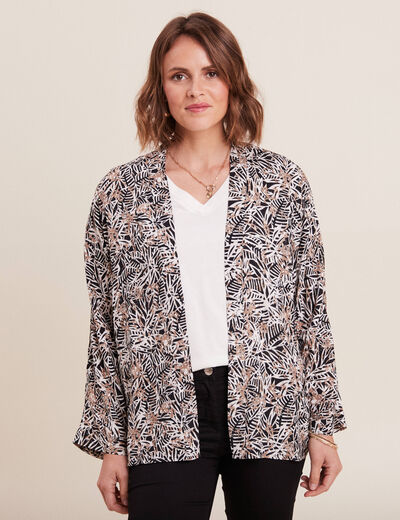 Kimono manches longues noir femme