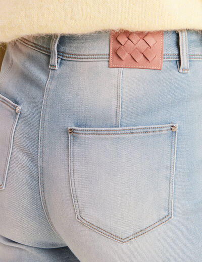 Jean droit taille haute 7/8&egrave;me denim double stone femme