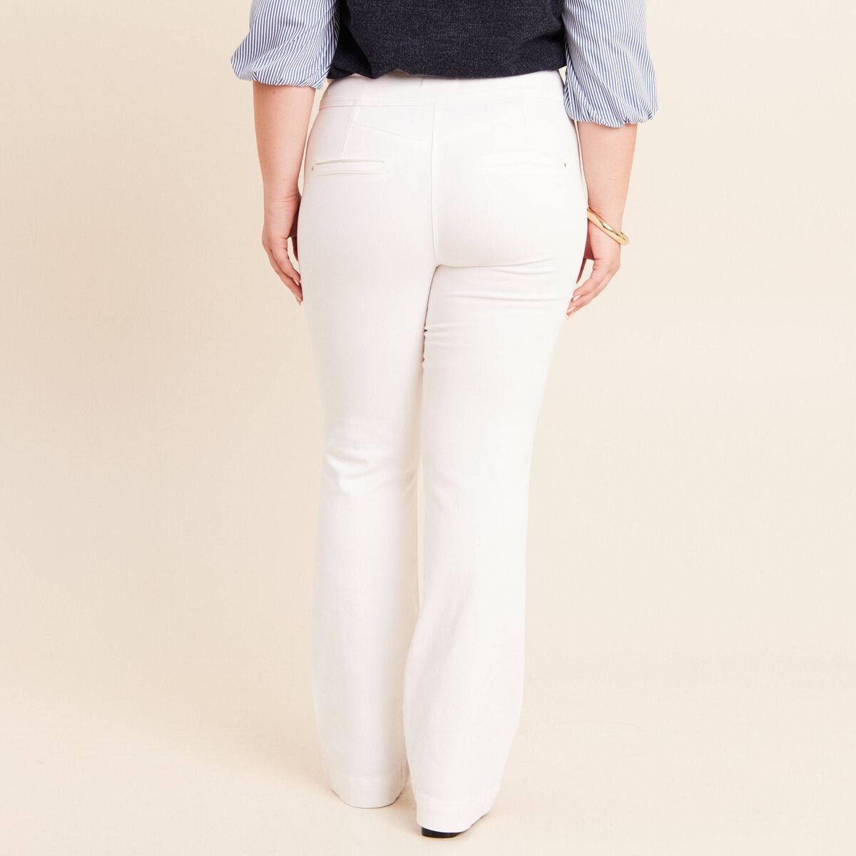 Pantalon coupe bootcut &agrave; pont blanc femme