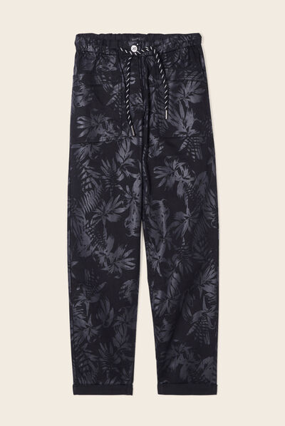 Pantalon paperbag enduit noir femme