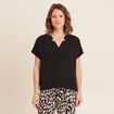 Blouse fluide manches courtes noir femme
